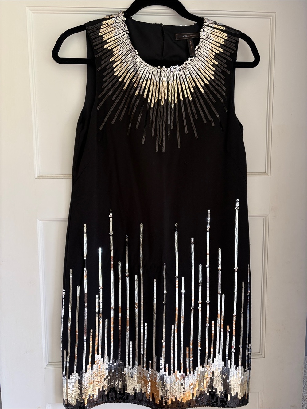 Black Sequin-Embellished Sleeveless Dress